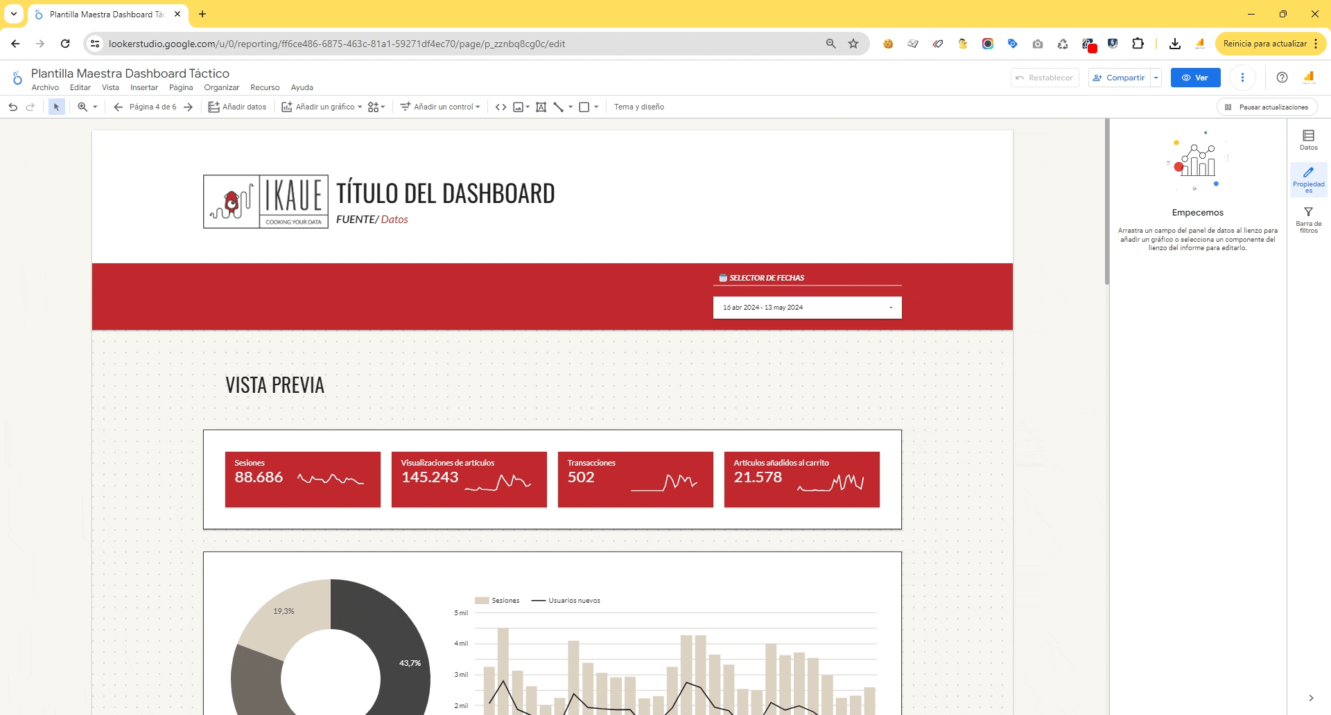 Pasar a nivel de informe elementos de Looker Studio