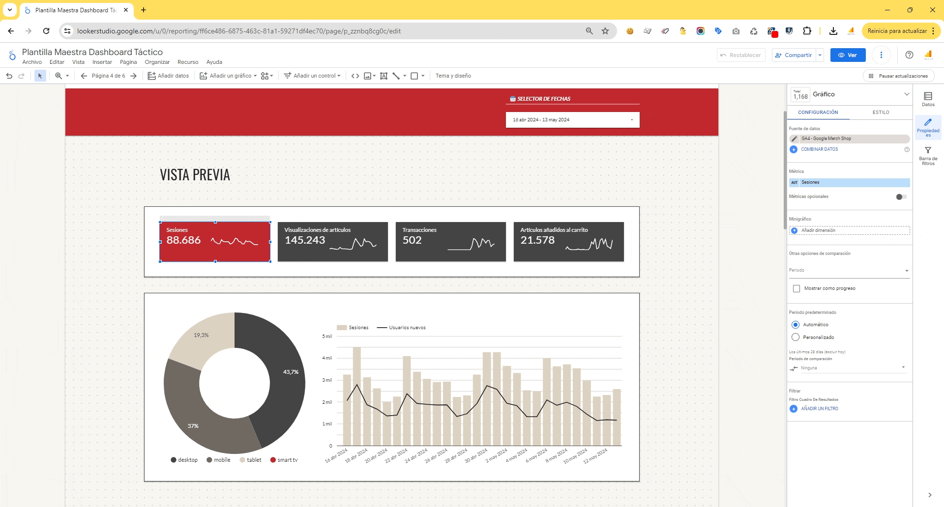 Pegar el estilo aplicado al resto de widgets de Looker Studio